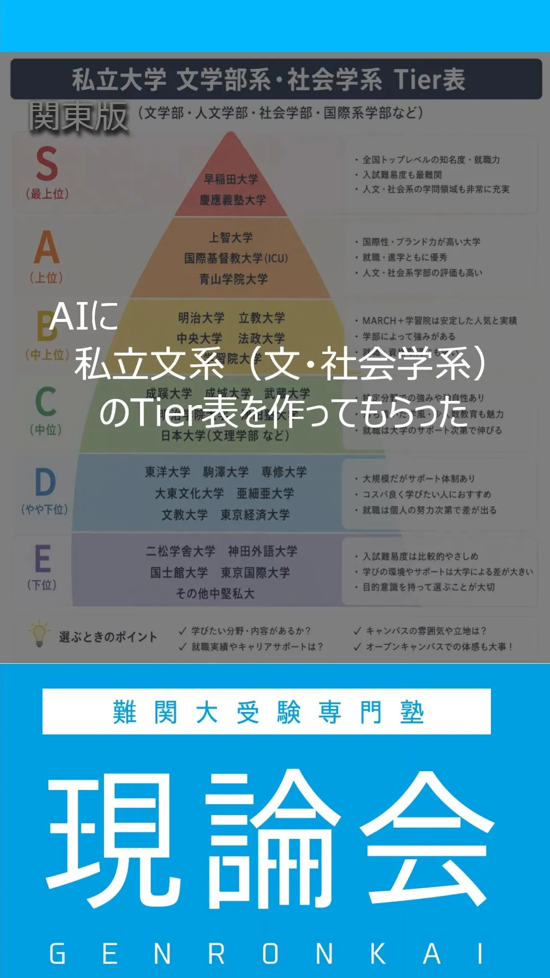 「え、なんで青学だけ一段上なの？」